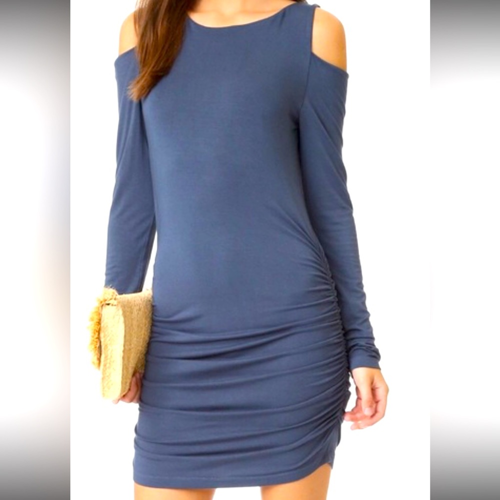 NWT! Cold shoulder long sleeve ruched dress